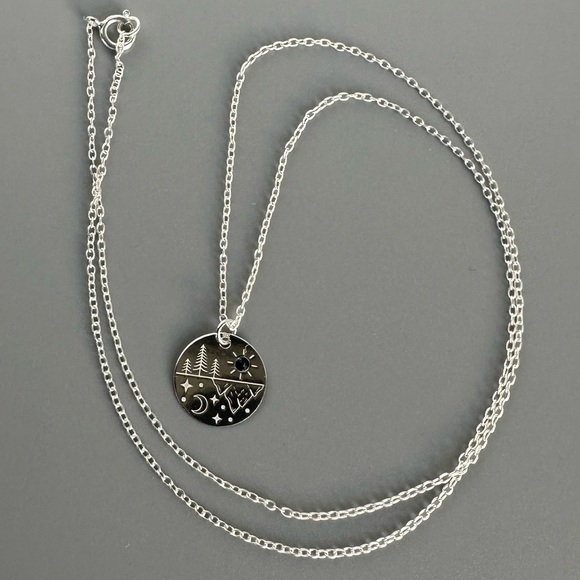 Sterling Silver Mountain and Starry Night Necklace - Picture 4 of 9